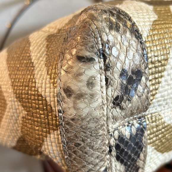 Coach Straw and Snake accented Satchel - Picture 9 of 13